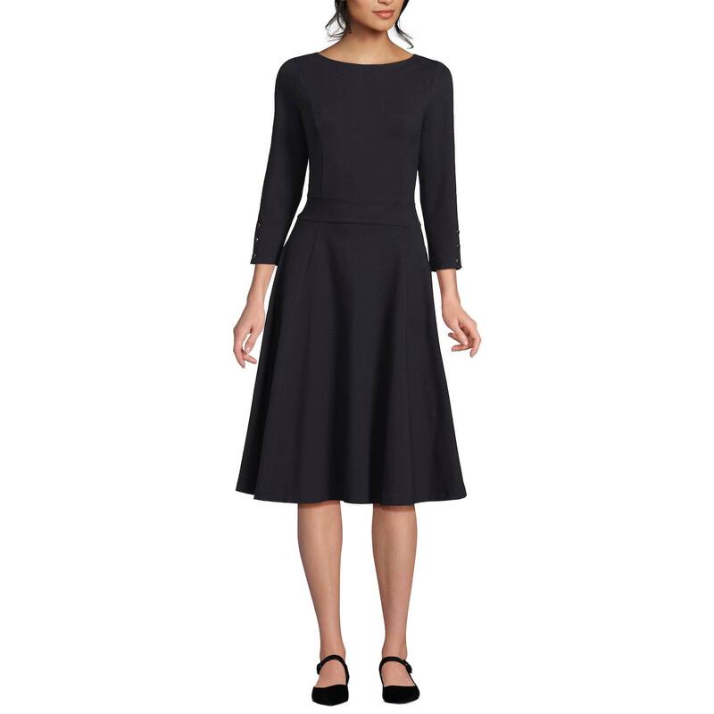 ランズエンド レディース トップス ワンピース Women's Lands' End Starfish 3/4 Sleeve Dress Black ブラック｜ReVida 店