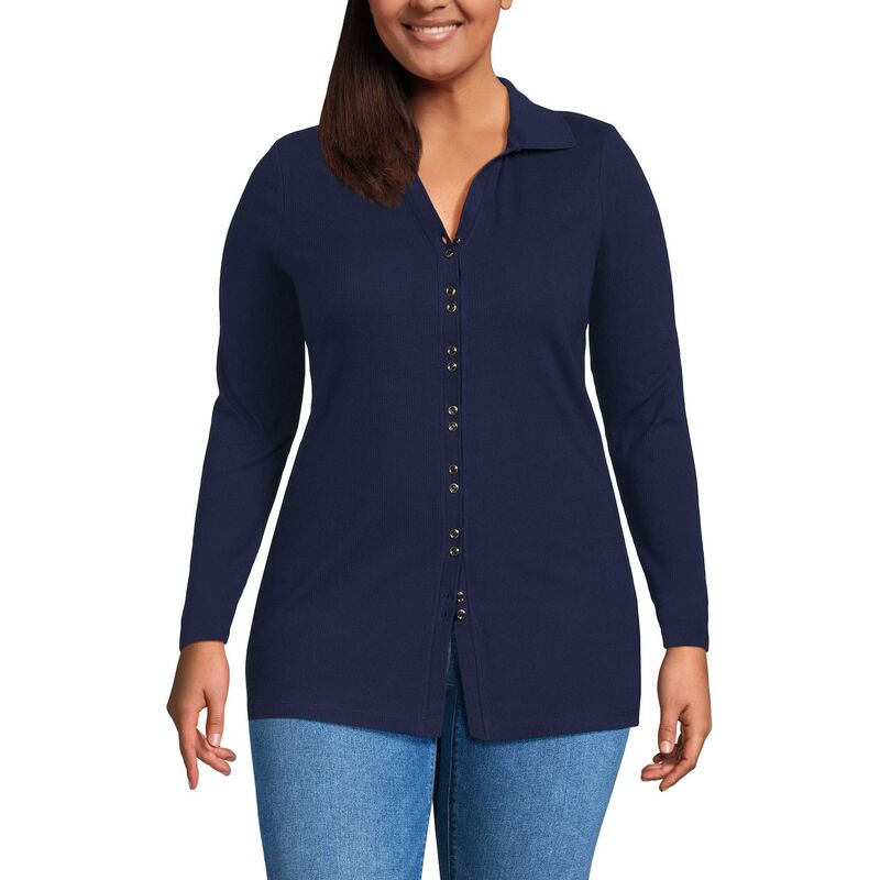 ランズエンド レディース トップス Tシャツ プラスサイズ Plusize Lands' End Long Sleeve Tunic Shirt Deep Sea Navy ネイビー