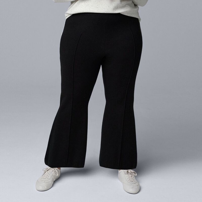ヴェラウォン レディース ボトムス カジュアルパンツ プラスサイズ セーター Plusize Simply Vera Wang Sweater Kick Flare Pants Black ブラック