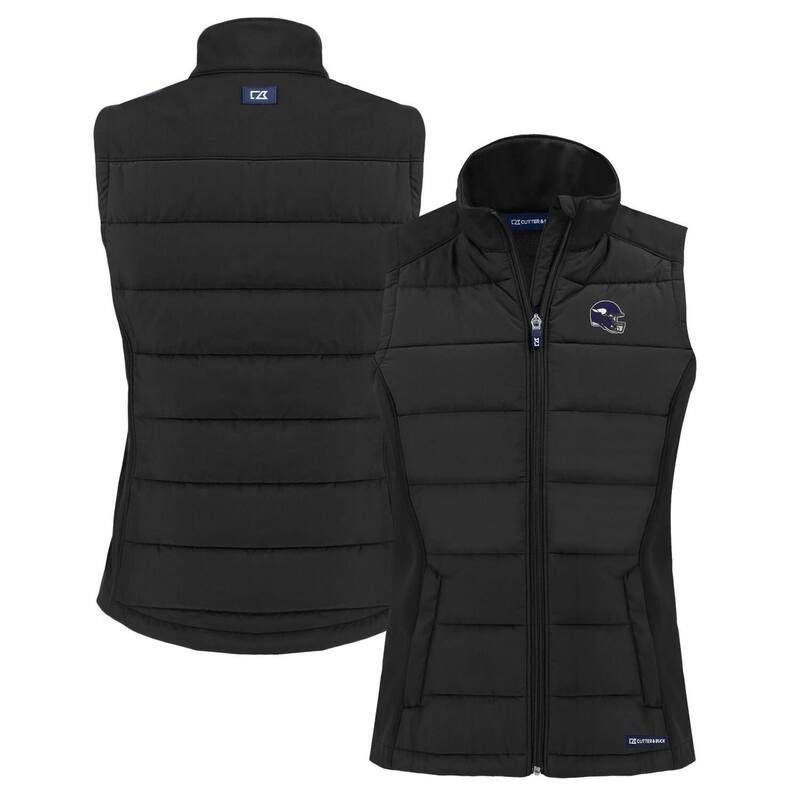 カッターアンドバック レディース アウター ジャケット・ブルゾン ベスト Women's Cutter & Buck Black Minnesota Vikings Helmet Evoke Hybrid Eco Softshell Recycled Full-Zip Vest Mvk Black ブラック
