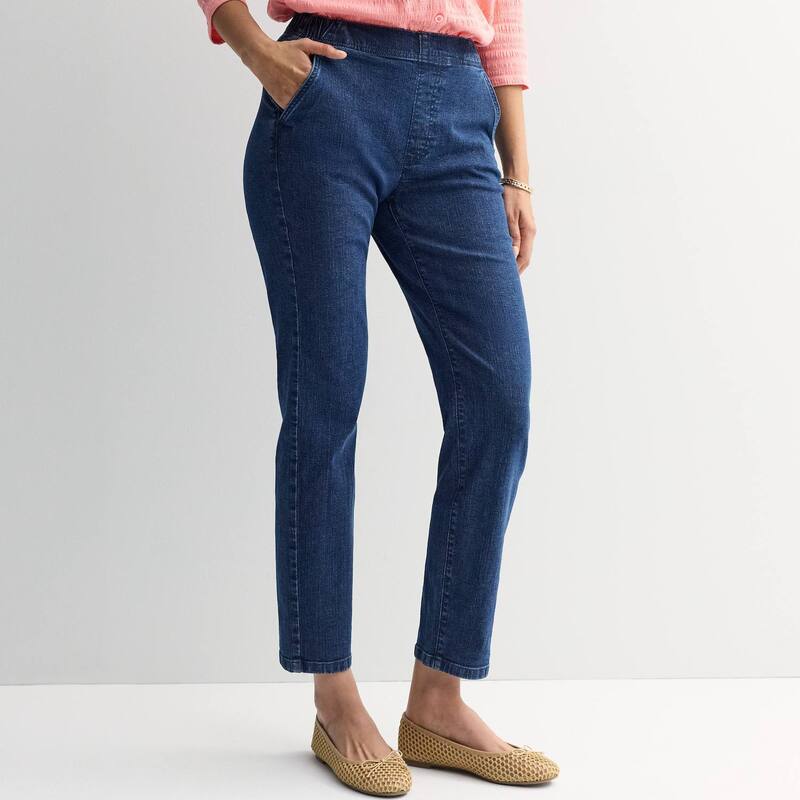 クロフト&バロー レディース ボトムス デニムパンツ ストレート Women's Croft & Barrow Straight Leg Denim Pull-On Pants Dark Wash デニム|ReVida 店