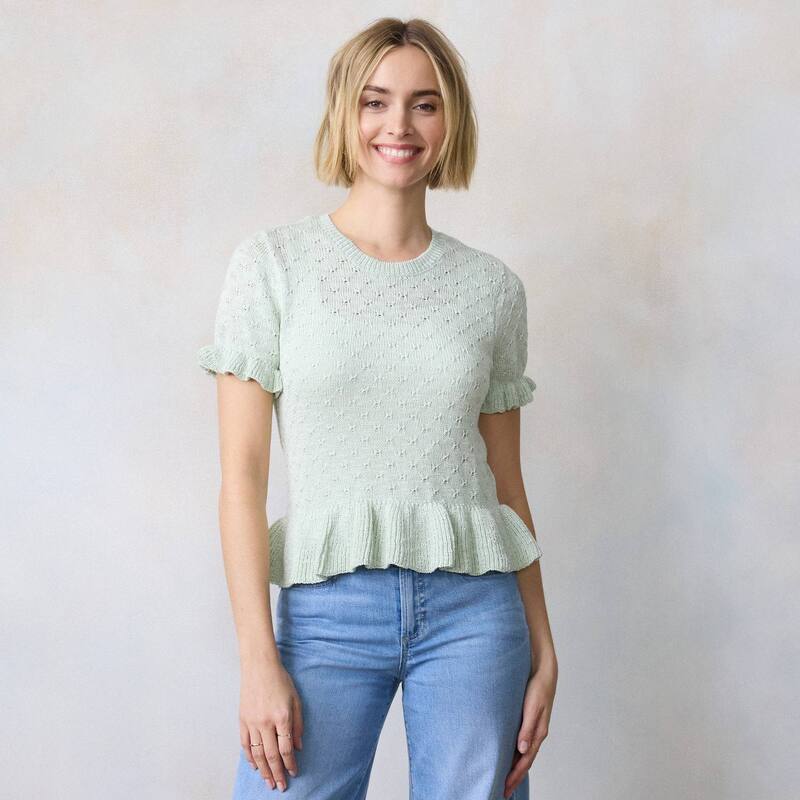 LC Lauren Conrad レディース アウター ニット・セーター Tシャツ Women's LC Lauren Conrad Flutter Peplum Sweater Tee Faded Ivy