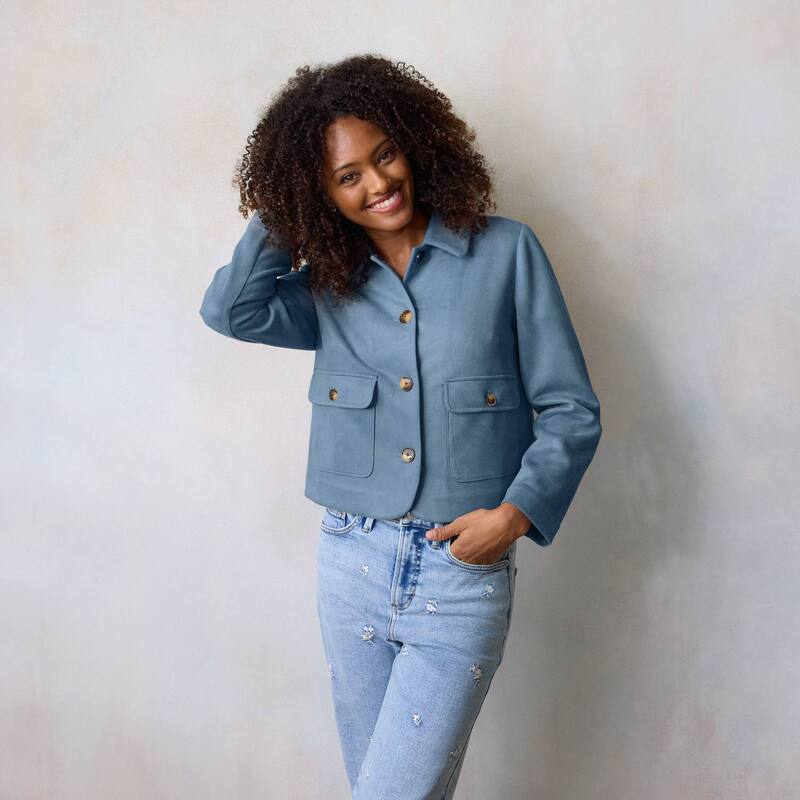 LC Lauren Conrad レディース アウター ジャケット・ブルゾン スエード Women's LC Lauren Conrad Faux Suede Collared Jacket Denim Blue Suede デニム