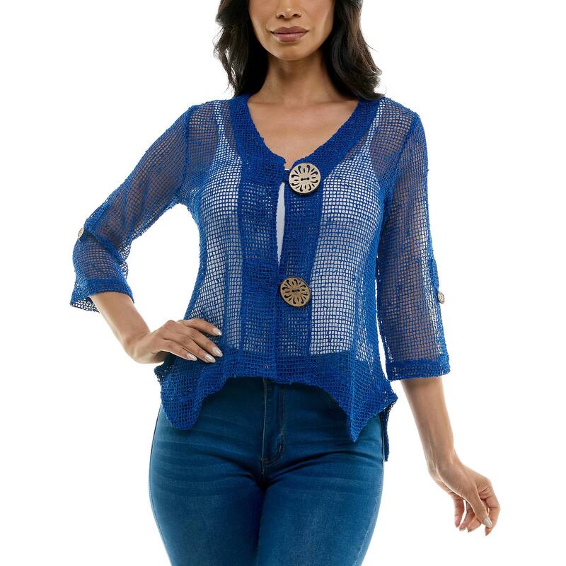 ニナレオナルド レディース アウター ニット・セーター カーディガン Women's Nina Leonard Button Knit Cardigan Powder Blue ブルー