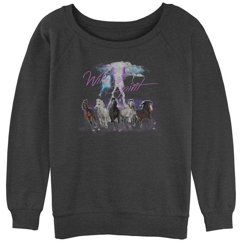 アンブランデッド レディース トップス Tシャツ パイル Unbranded Juniors' Wild Spirit Horseslouchy Terry Pullover Charcoal Heather チャコール