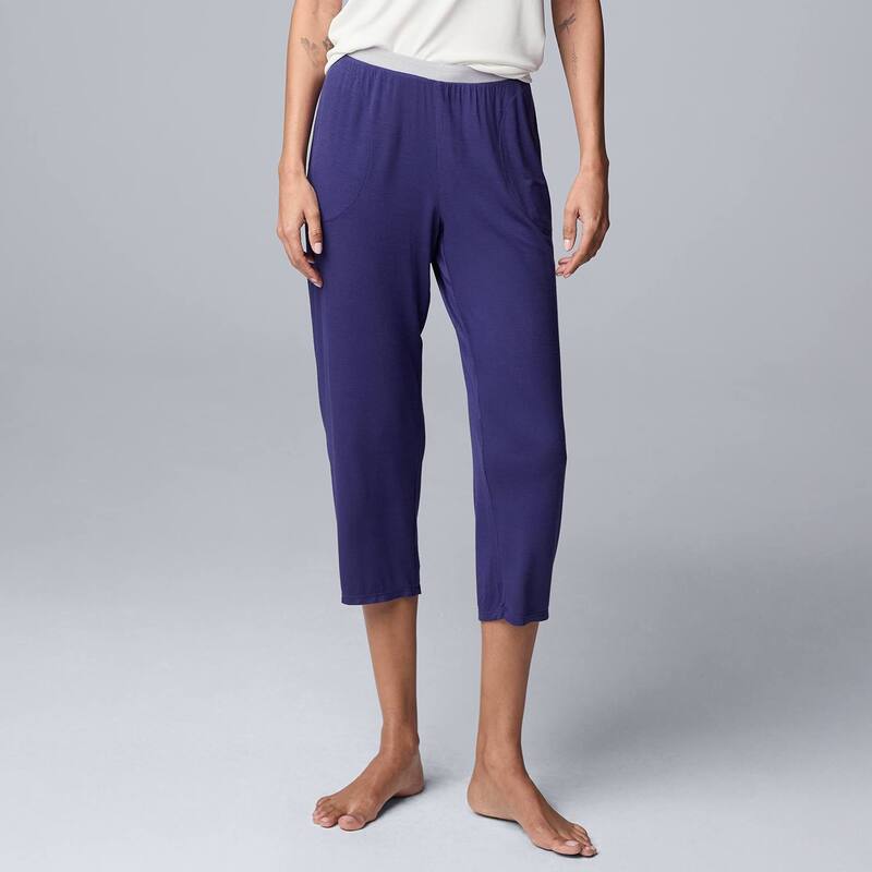 ヴェラウォン レディース アンダーウェア ナイトウェア パンツ キャップ Women'simply Vera Wang Basic Luxury Pajama Capri Pants Navy ネイビー