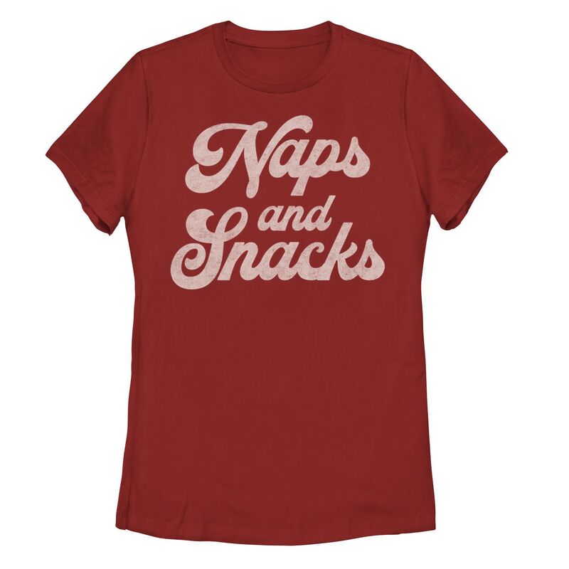 アンブランデッド レディース トップス Tシャツ グラフィック Unbranded Juniors' Naps & Snacks Food Graphic Tee Red レッド
