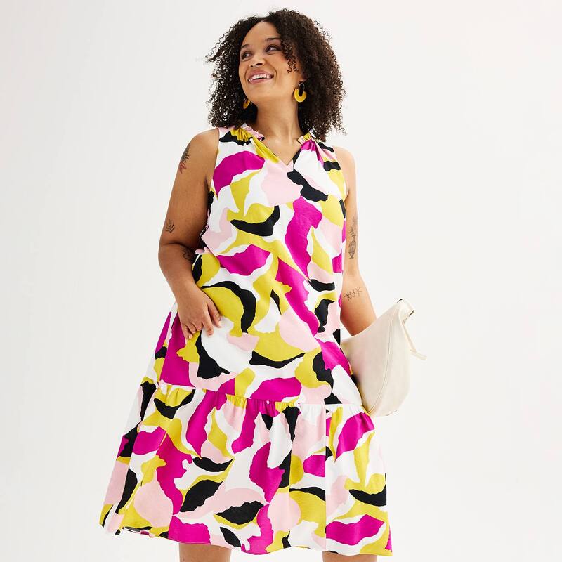 ナインウェスト レディース トップス ワンピース Vネック ノースリーブ マキシ Women's Nine West Adaptive Sleeveless V-Neck Maxi Dress Fuchsia New Petal フューシャ|ReVida 店
