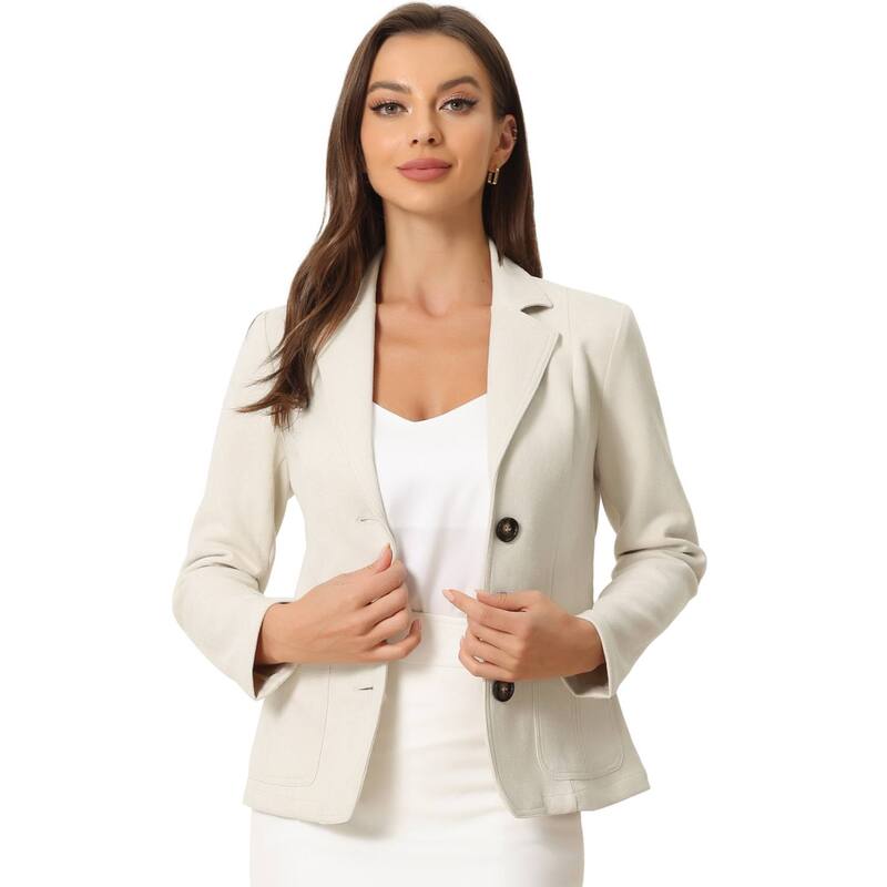 アレグラ ケー レディース アウター ジャケット・ブルゾン ボタンダウン スエード ダウン ブレザー ALLEGRA K Women's Faux Suede Lapel Collar Button Down Long Sleeve Blazer Beige ベージュ｜ReVida 店 11,866円