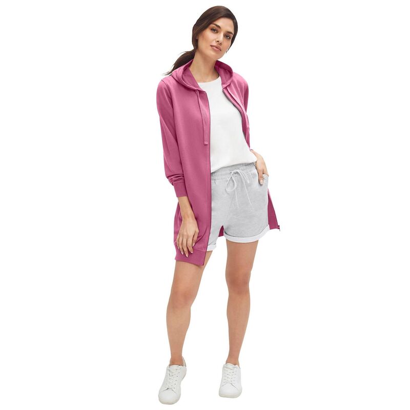 Ellos レディース アウター パーカー・スウェット プラスサイズ パイル ellos Plusize French Terry Long Zip Front Hoodie Cherry Glow