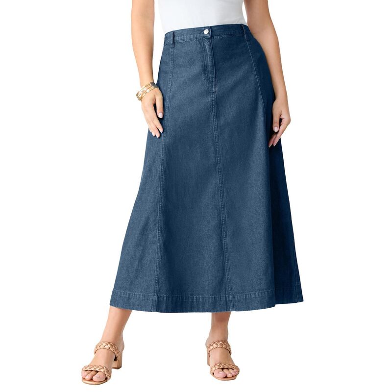 ロアマンズ レディース ボトムスカート A ライン プラスサイズ プチ マキシ Roaman's Women's Plusize Petite Plusize Classic Stretch A Line Maxi Skirt Medium Stonewash 12,766円