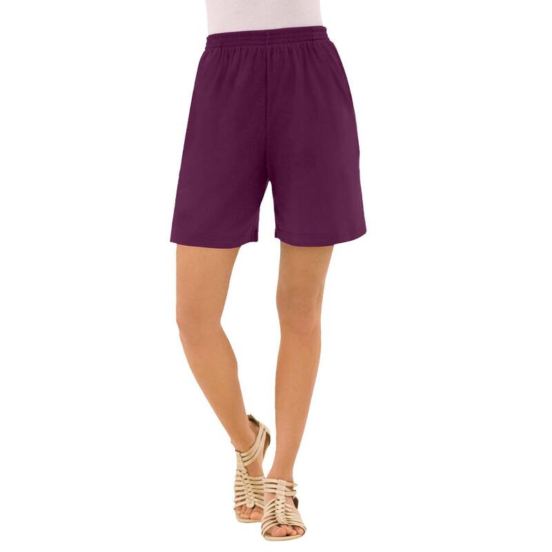 ロアマンズ レディース ボトムス ハーフパンツ・ショーツ プラスサイズ ニット Roaman's Women's Plusize Soft Knit Pull-On Short Dark Berry