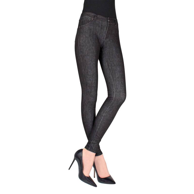 メモイ レディース ボトムス 心地好いズボン下 綿織物 ジーンズ レギンス MeMoi Unbottled Cotton Blendenim Jean Leggings Black 黒いこと