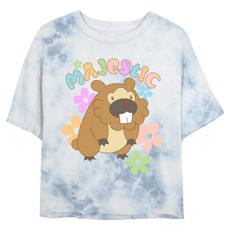 アニメキャラクター レディース トップス Tシャツ クロップド グラフィック Licensed Character Juniors' Pokemon Majesticreature Cropped Graphic Tee White Blue ホワイト