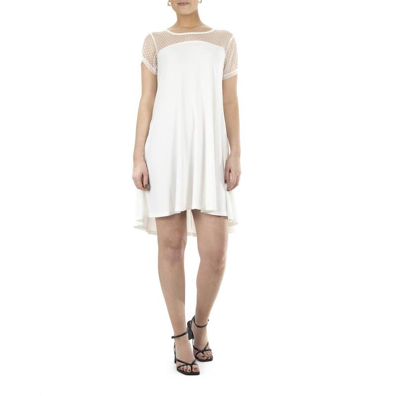 ニナレオナルド レディース トップス ワンピース メッシュ シアー Women's Nina Leonard Sheer Dot Mesh Swing Dress Ivory アイボリー