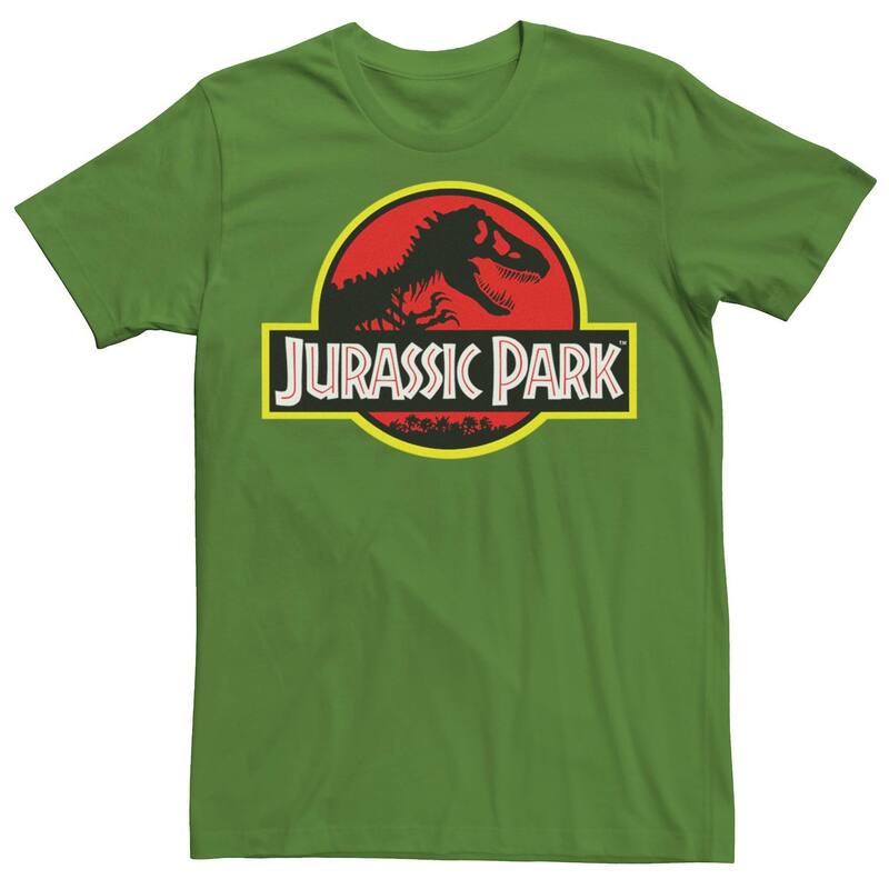 アニメキャラクター メンズ トップス Tシャツ ロゴ グラフィック Licensed Character Men's Jurassic Park Red & Yellow Outline Logo Graphic Tee Kelly レッド