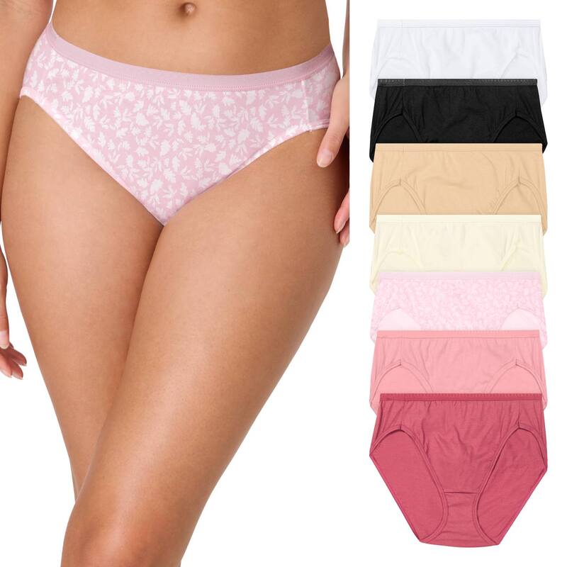 ヘインズ レディース アンダーウェア パンツ コットン Women's Hanes Ultimate 6+1 Bonus Pack Cotton High-Cut Panty Set 43H7CC Pink Pack ピンク