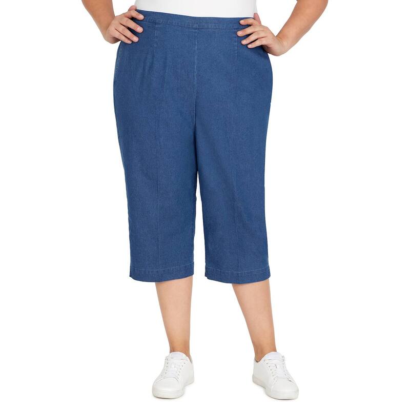 アルフレッド ダナー レディース ボトムス 心地好いズボン下 つけ加える大きさ ジーンズ 旗がしら Plusize Alfredunner Denim Capri Pants Medium Denim ジーンズ