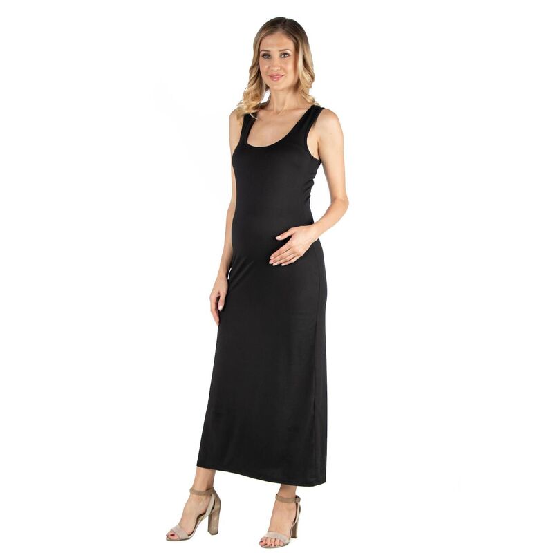 24 セブンコンフォート レディース トップス ワンピース マタニティ マキシ Maternity 24Seven Comfort Apparel Scoopneck Racerback Maxi Dress Black ブラック