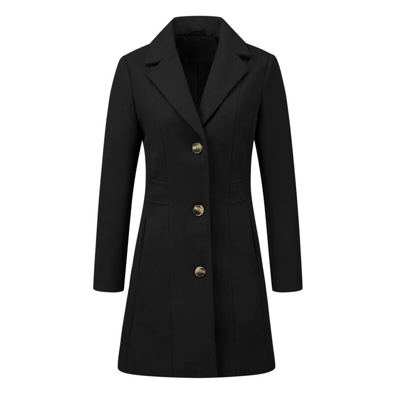 アレグラ ケー レディース アウター ジャケット・ブルゾン コート ALLEGRA K Womeningle Breasted Notched Lapel Mid Length Overcoat Black ブラック