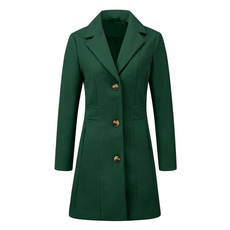 アレグラ ケー レディース アウター ジャケット・ブルゾン コート ALLEGRA K Womeningle Breasted Notched Lapel Mid Length Overcoat Green グリーン