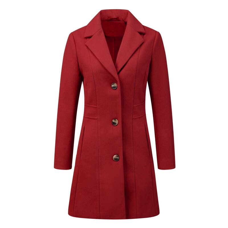 アレグラ ケー レディース アウター ジャケット・ブルゾン コート ALLEGRA K Womeningle Breasted Notched Lapel Mid Length Overcoat Red レッド