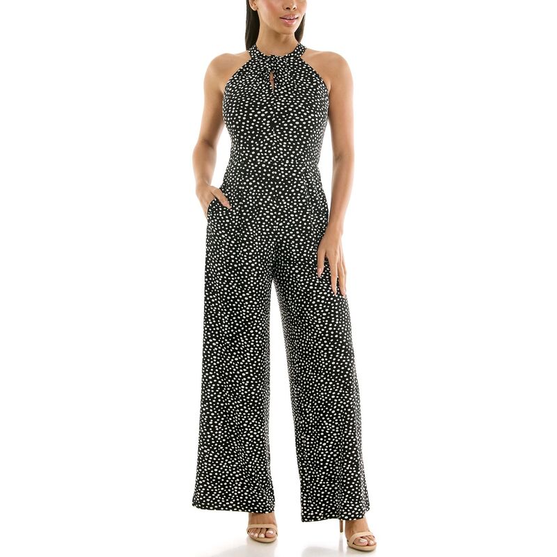 ニナレオナルド レディース トップス ワンピース プリント ジャンプスーツ Women's Nina Leonard Printed Twist Neck Jumpsuit Black Dots ブラック｜ReVida 店