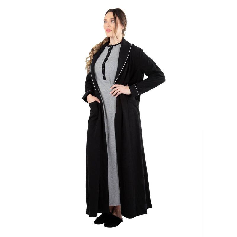 メモイ レディース アンダーウェア ナイトウェア キルティング コットン MeMoi Women's Cotton Blend Heavy Quilted Full-Length Robe Black ブラック