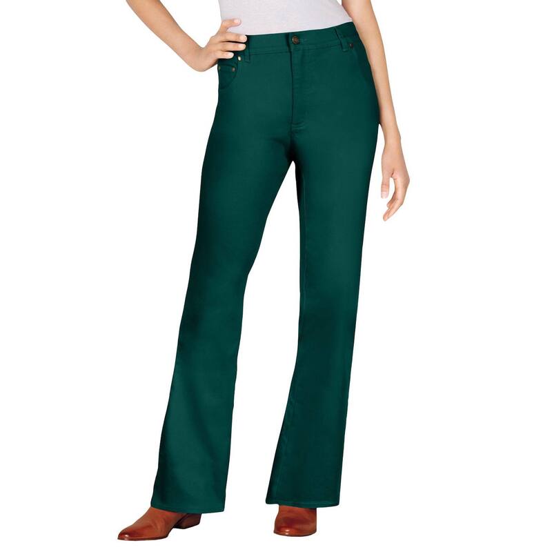 ウーマン ウィズイン レディース ボトムス デニムパンツ ブーツカット プラスサイズ プチ ブーツ ジーンズ Woman Within Plusize Petite Stretch Denim Five-Pocket Bootcut Jeans Emerald Green グリーン
