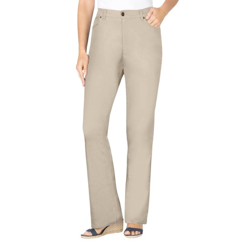ウーマン ウィズイン レディース ボトムス デニムパンツ ブーツカット プラスサイズ プチ ブーツ ジーンズ Woman Within Plusize Petite Stretch Denim Five-Pocket Bootcut Jeans Natural Khaki カーキ