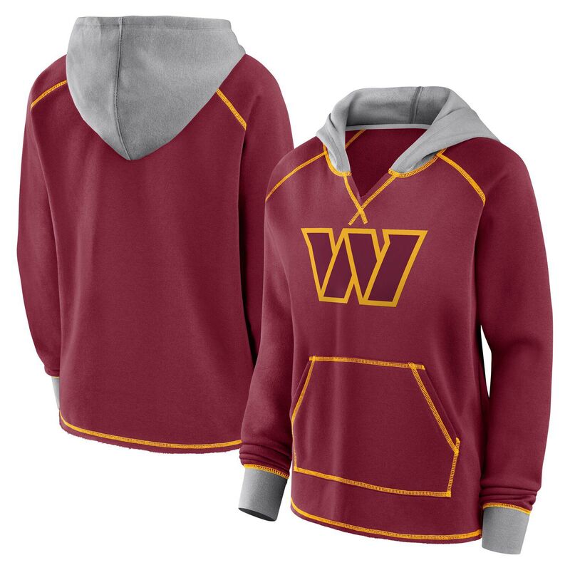 アンブランデッド レディース アウター パーカー・スウェット Vネック ロゴ フリース Unbranded Women's Logo Athletic Burgundy Washington Commanders Boom Fleece Pullover V-Neck Hoodie Wft Med Re バーガンディ