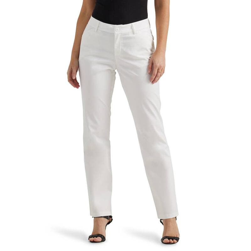 リー レディース ボトムス カジュアルパンツ リラックスフィット Women's Lee Wrinkle-Free Relaxed Fit Straight-Leg Pants White ホワイト｜ReVida 店