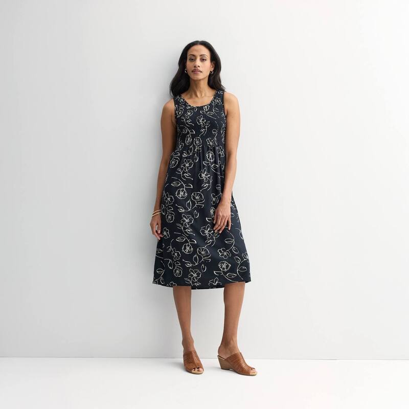 クロフト＆バロー レディース トップス 衣装 プチ midi シャーリング Petite Croft \u0026 Barrow Smocked Midi Dress Black Gesture Floral 黒いこと