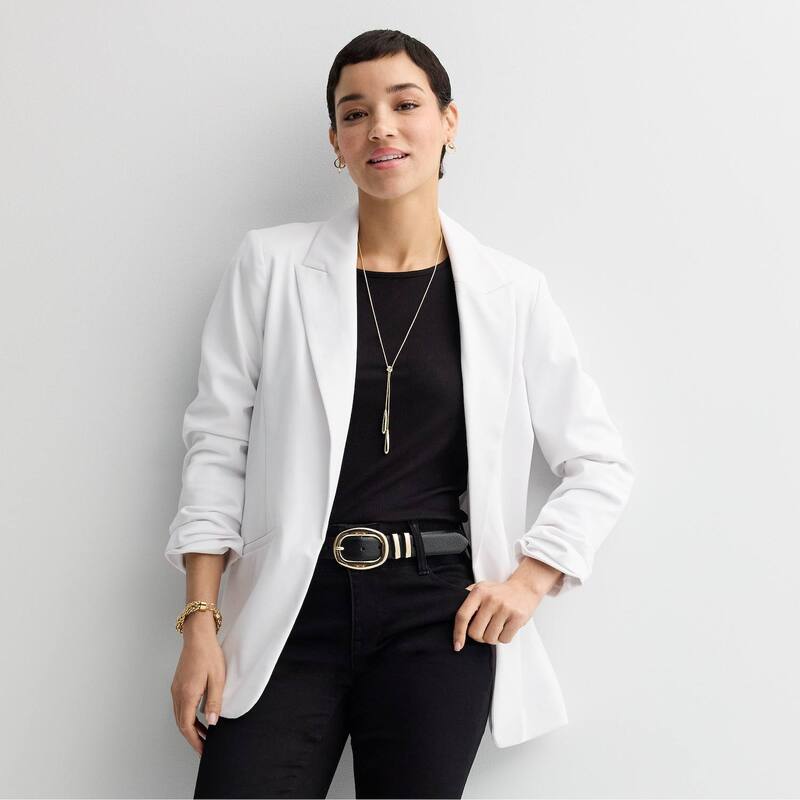 ナインウェスト レディース アウター 上衣・上衣 スポーツジャケット 編み物 Women\u0027s Nine West Knit Open-Front Blazer Modern White 白いこと