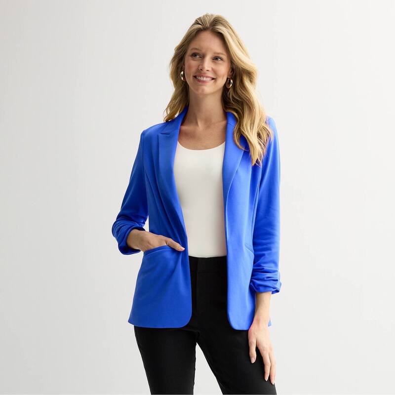 ナインウェスト レディース アウター 上衣・上衣 スポーツジャケット 編み物 Women\u0027s Nine West Knit Open-Front Blazer Nicole Blue 青み
