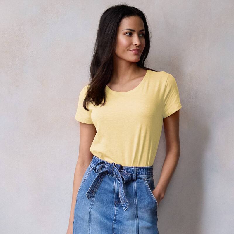 LC Lauren Conrad レディース トップス Tシャツ Women's LC Lauren Conrad Short Sleeve Tee Yellowhite Chip ホワイト