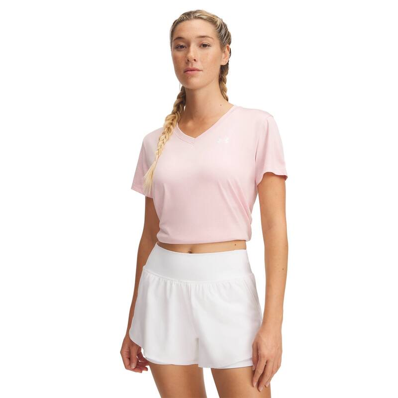 アンダーアーマー レディース トップス Tシャツ Vネック Women's Under Armour Tech V-Neck Short Sleeve Tee Prime Pink Twist ピンク