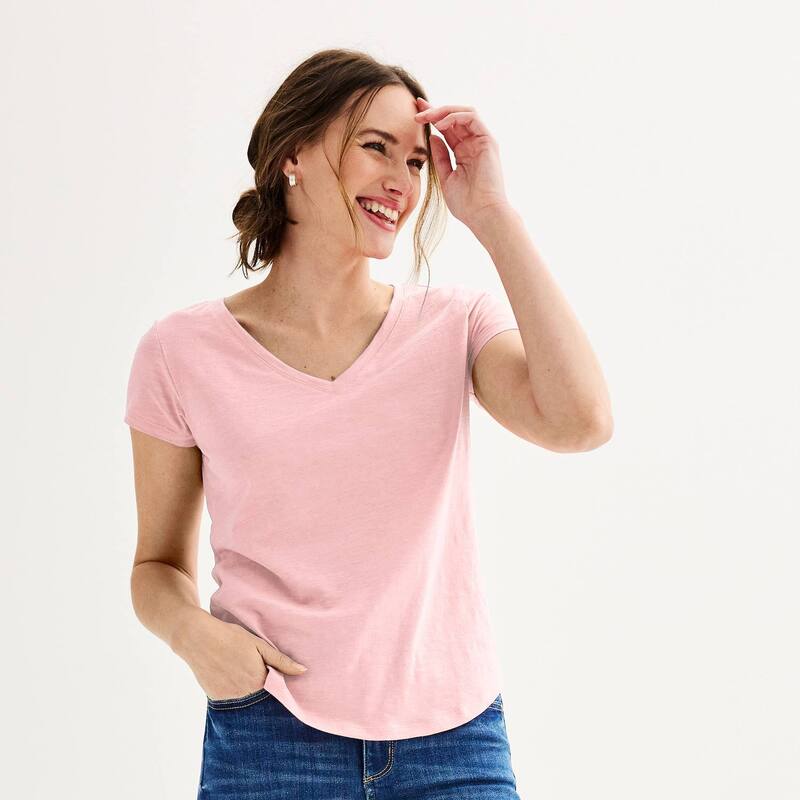 ソノマ レディース トップス Tシャツ Vネック Women'sonoma Goods For Lifeveryday Short Sleeve V-Neck Tee Pink Embrace ピンク