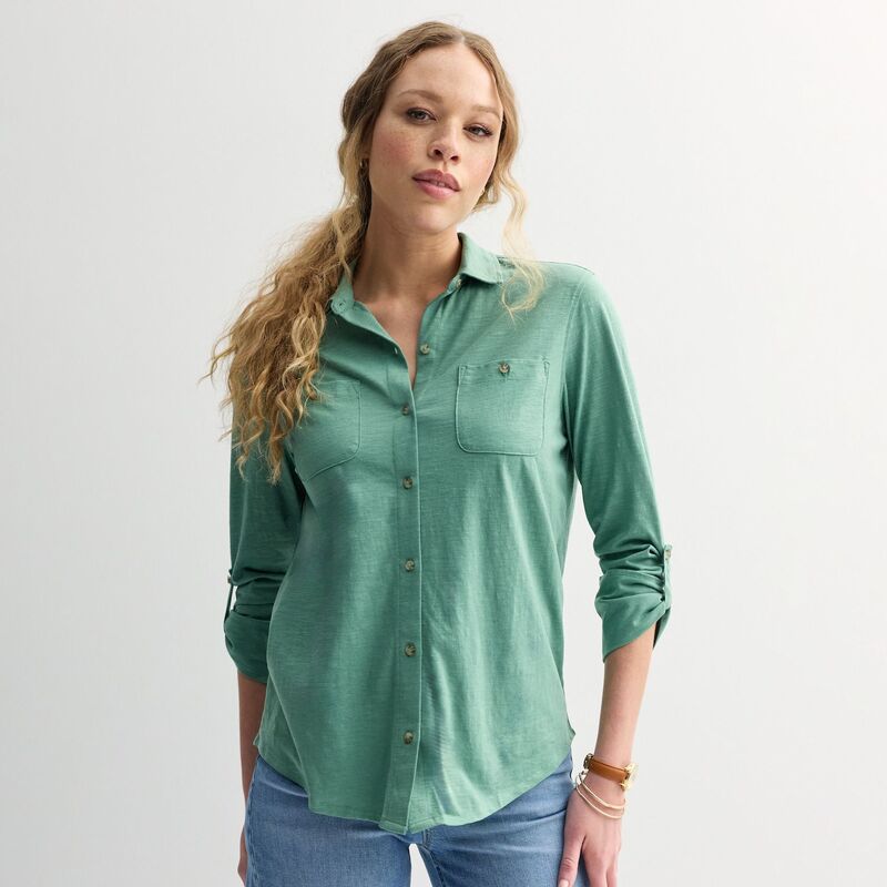 ソノマ レディース トップス シャツ ボタンダウン ニット Women'sonoma Goods For Life Button Down Knitop Suede Green グリーン