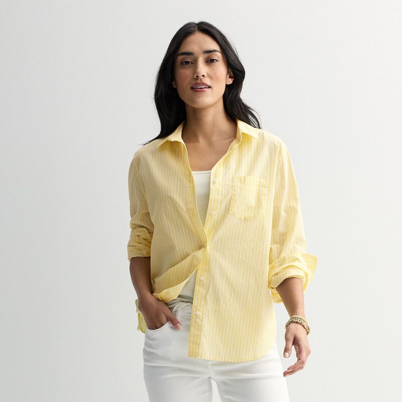 ソノマ レディース トップス シャツ Women'sonoma Goods For Lifeveryday Button-Up Shirt Soft Yellow Stripe イエロー 8,036円