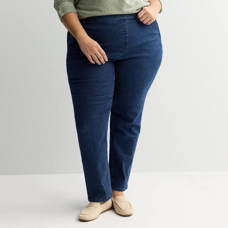 クロフト＆バロー レディース ボトムス デニムパンツ ストレート プラスサイズ Plusize Croft \u0026 Barrow Straight Leg Denim Pull-On Pants Dark Wash デニム