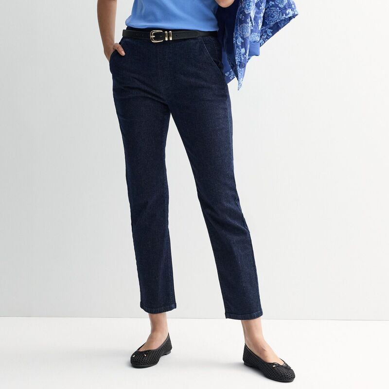 クロフト＆バロー レディース ボトムス デニムパンツ ストレート プチ Petite Croft \u0026 Barrow Straight Leg Denim Pull-On Pants Rinse Wash デニム