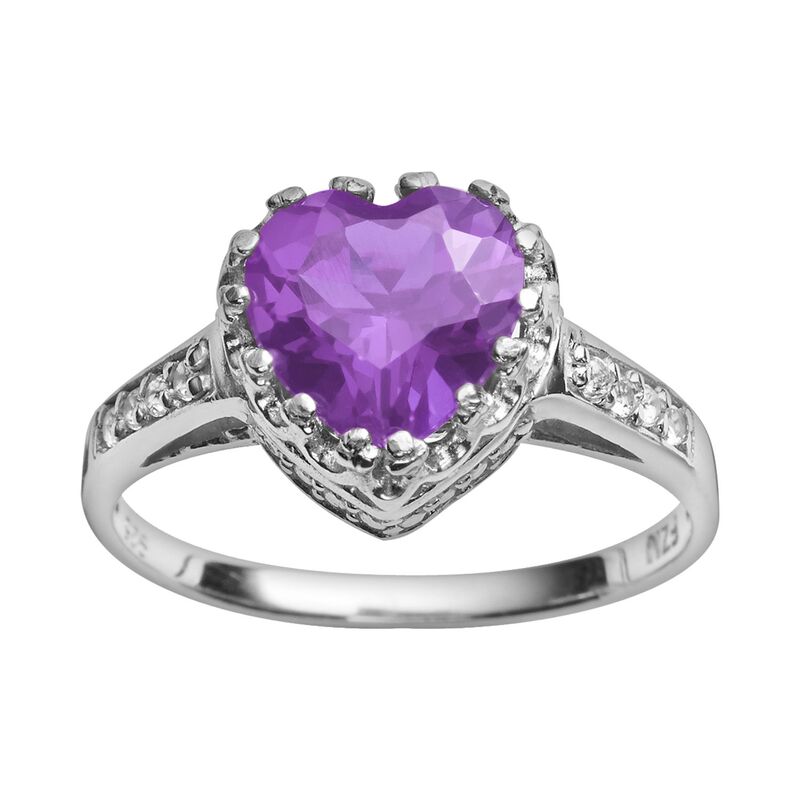 アンブランデッド レディース アクセサリー リング Unbrandedesigns by Gioelli Sterling Silver Amethyst and Lab-Created White Sapphire Heart Crown Ring Purple パープル