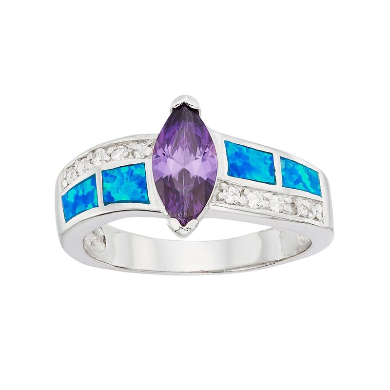 アンブランデッド レディース アクセサリー リング Unbranded Cubic Zirconia & Lab-Created Blue Opal Sterling Silver Marquise Ring Multi/None マルチカラー