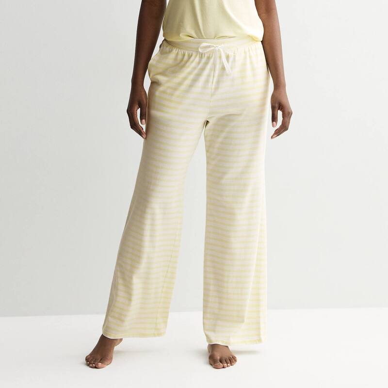 ソノマ レディース アンダーウェア ナイトウェア パンツ コットン Women'sonoma Goods For Life Cotton Modal Open Hem Pajama Pants Yellow Stripe イエロー