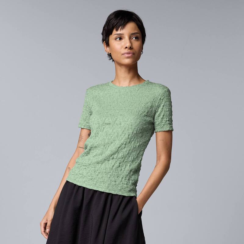ヴェラウォン レディース トップス Tシャツ Women'simply Vera Wang Textured Tee Chadwick Green グリーン