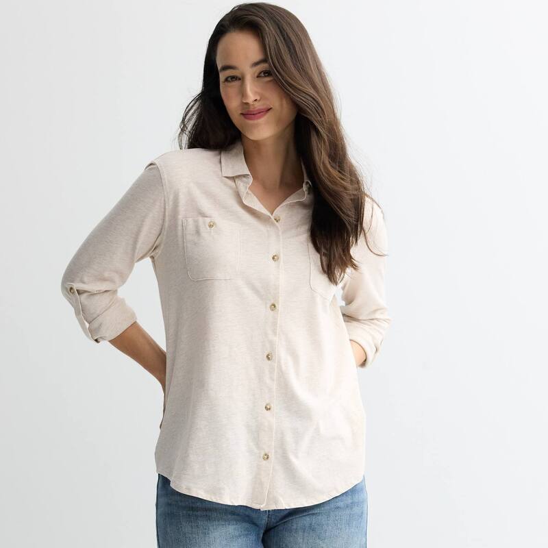 ソノマ レディース トップス シャツ ボタンダウン プチ ダウン Petite Sonoma Goods For Life Collared 3/4 Sleeve Button Down Shirt Beige Heather ヘザー 10,980円