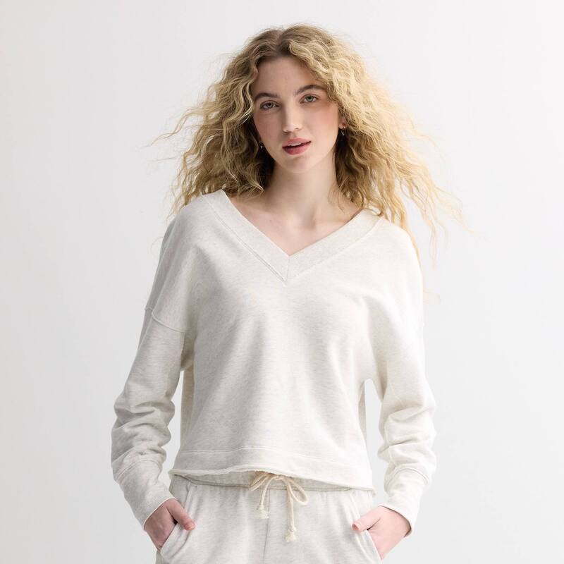 エスオー レディース トップス Tシャツ Vネック パイル スウェット Juniors' SO Terry Double V Neck Sweatshirt Coconut Heather ヘザー