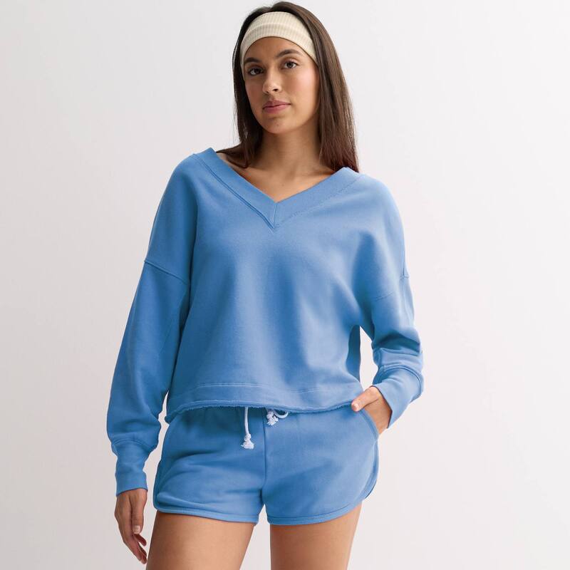 エスオー レディース トップス Tシャツ Vネック パイル スウェット Juniors' SO Terry Double V Neck Sweatshirt Peri Starflower