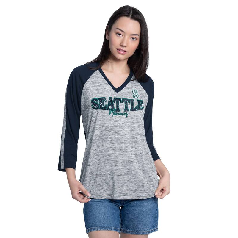 ジースリー フォーハー バイ カール バンクス レディース トップス Tシャツ Vネック Women's G-III 4Her by Carl Banks Navy/Grey Seattle Marinerspeed Training 3/4-Sleeve V-Neck T-Shirt Mns Navy ネイビー｜ReVida 店